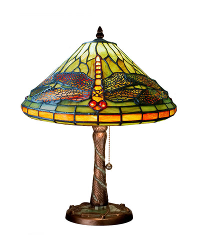 Meyda Lighting 27158 16"H Tiffany Dragonfly w/ Twisted Fly Mosaic Base Accent Lamp