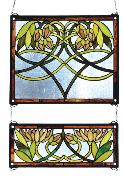 Meyda Lighting 27233 21"W X 26"H Waterlily 2 Piece Stained Glass Window