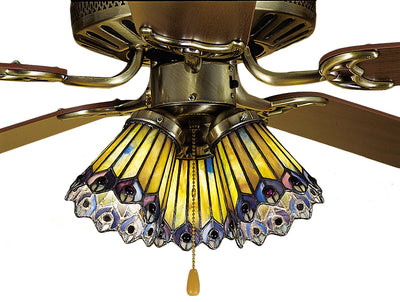 Meyda Lighting 27474 4"W Tiffany Jeweled Peacock Fan Light Shade