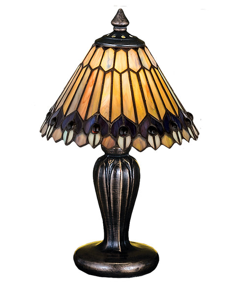 Meyda Lighting 27560 12"H Tiffany Jeweled Peacock Mini Lamp.602