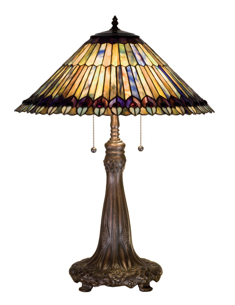 Meyda Lighting 27562 27"H Tiffany Jeweled Peacock Table Lamp.602