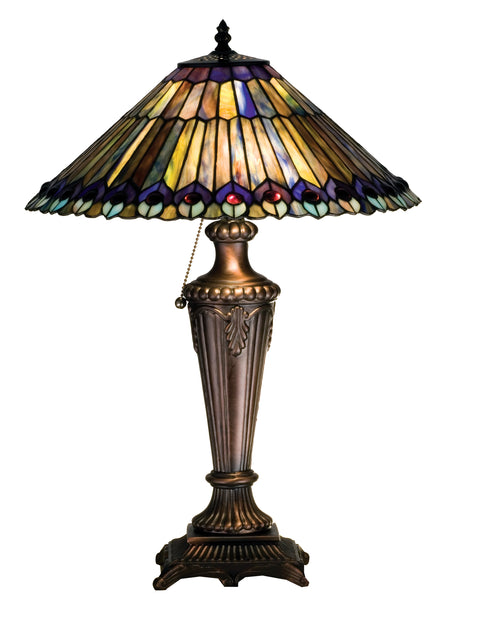 Meyda Lighting 27563 23"H Tiffany Jeweled Peacock Table Lamp.602