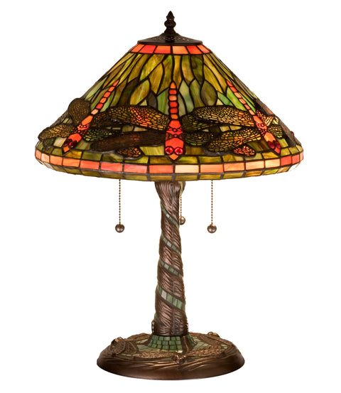 Meyda Lighting 27812 21"H Tiffany Dragonfly w/ Twisted Fly Mosaic Base Table Lamp