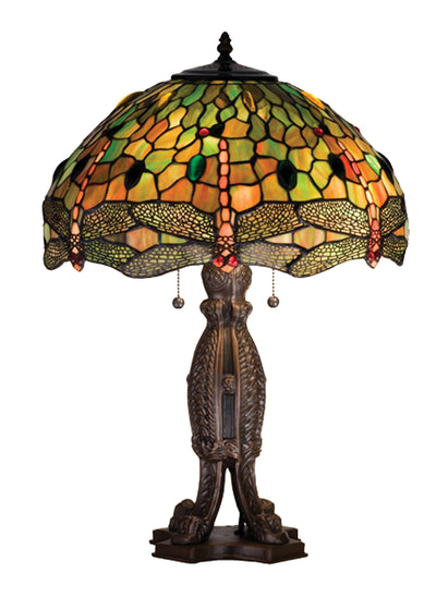 Meyda Lighting 28527 24.5"H Tiffany Hanginghead Dragonfly Table Lamp
