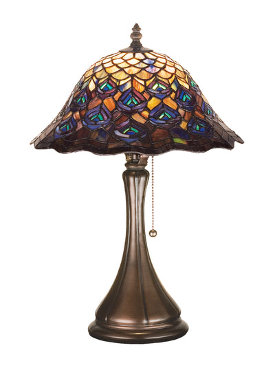 Meyda Lighting 28568 18"H Tiffany Peacock Feather Accent Lamp