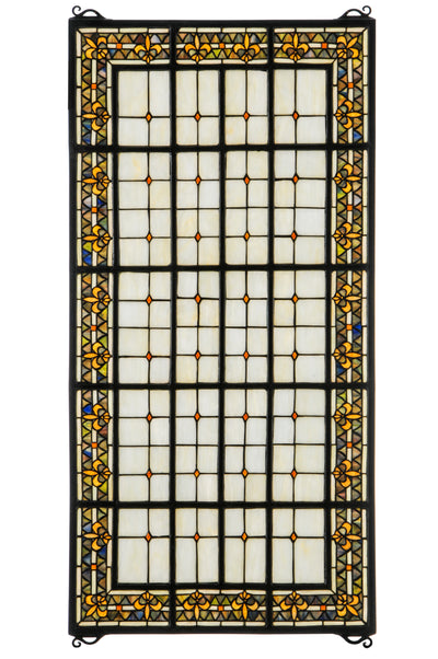 Meyda Lighting 30406 24"W X 48"H Fleur de lis Stained Glass Window