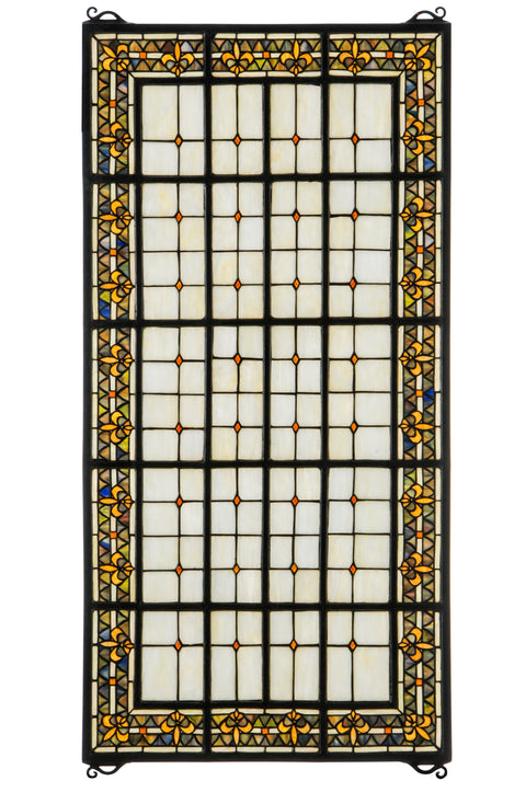 Meyda Lighting 30406 24"W X 48"H Fleur de lis Stained Glass Window