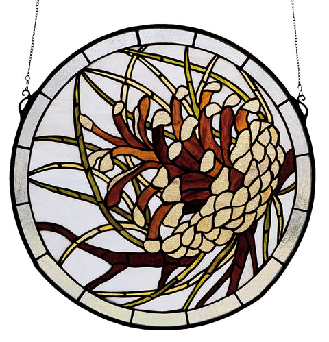 Meyda Lighting 30448 17"W X 17"H Pinecone Stained Glass Window