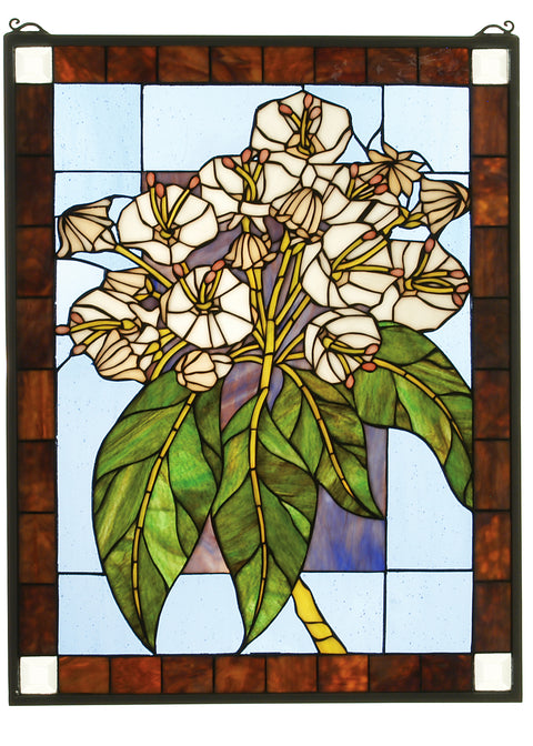 Meyda Lighting 31268 20"W X 26"H Revival Mountain Laurel Stained Glass Window