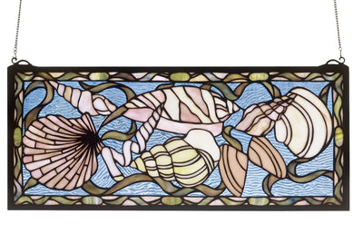 Meyda Lighting 36431 24"W X 10"H Seashell Stained Glass Window