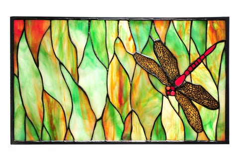 Meyda Lighting 37511 8"W X 14"H Tiffany Dragonfly Stained Glass Window