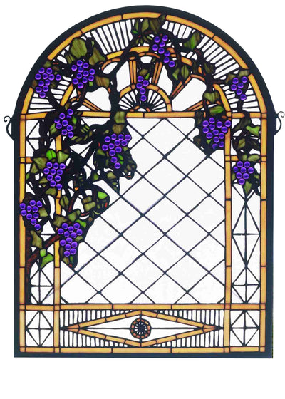 Meyda Lighting 38327 22"W X 30"H Grape Diamond Trellis Stained Glass Window