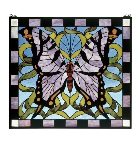 Meyda Lighting 46464 25"W X 23"H Butterfly Stained Glass Window