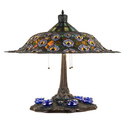 Meyda Lighting 49869 26.5" High Tiffany Peacock Feather Table Lamp
