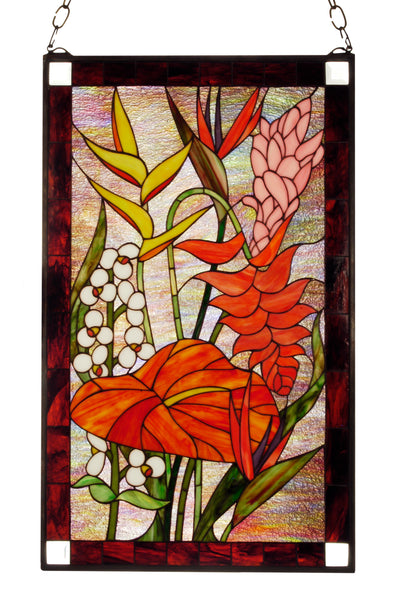 Meyda Lighting 51539 20"W X 32"H Tropical Floral Stained Glass Window