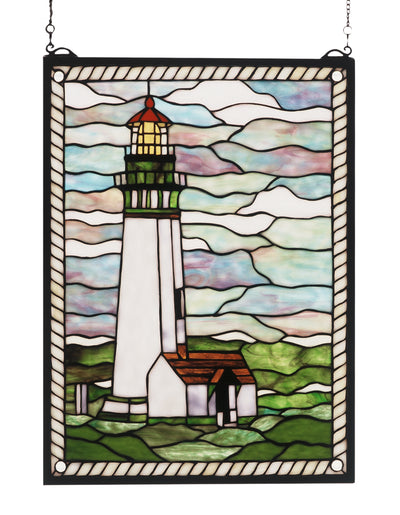 Meyda Lighting 55949 15"W X 20"H Yaquina Head Lighthouse Stained Glass Window