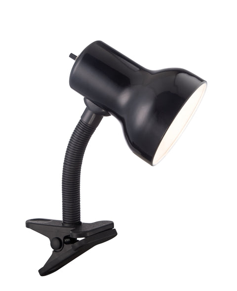 Nuvo Lighting 57/062 CLIP ON GOOSENECK DESK LAMP (1) 13W GU24 Mini Spiral/2700K included BLACK