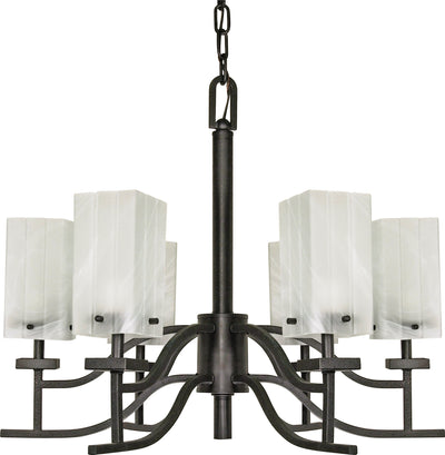 Nuvo Lighting 60/000 CUBICA 6 light CHANDELIER TEXTRD BLACK/ALABASTER GLASS