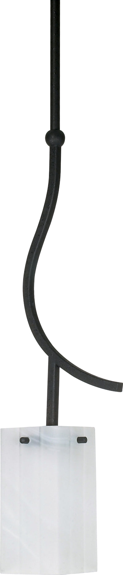 Nuvo Lighting 60/003 CUBICA 1 light MINI PENDANT TEXTRD BLACK/ALABASTER GLASS