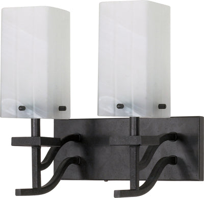 Nuvo Lighting 60/005 CUBICA 2 light VANITY FIXTURE TEXTRD BLACK/ALABASTER GLASS