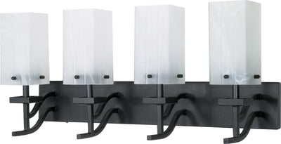 Nuvo Lighting 60/007 CUBICA 4 light VANITY FIXTURE TEXTRD BLACK/ALABASTER GLASS