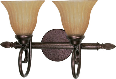 Nuvo Lighting 60/016 MOULAN 2 light VANITY FIXTURE COPPER BRNZE/CHAMPAGNE GLASS