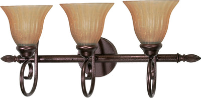 Nuvo Lighting 60/017 MOULAN 3 light VANITY FIXTURE COPPER BRNZE/CHAMPAGNE GLASS