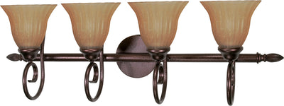 Nuvo Lighting 60/018 MOULAN 4 light VANITY FIXTURE COPPER BRNZE/CHAMPAGNE GLASS