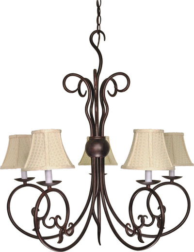 Nuvo Lighting 60/040 TAPAS 5 light CHANDELIER  OLD BRNZ/FABRIC SHADE