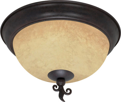 Nuvo Lighting 60/041 TAPAS 3 LIGHT FLUSH FIXTURE  OLD BRNZ/TUSCAN SUEDE GLASS