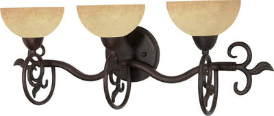 Nuvo Lighting 60/047 TAPAS 3 light VANITY FIXTURE  OLD BRNZ/TUSCAN SUEDE GLASS