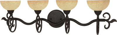 Nuvo Lighting 60/048 TAPAS 4 light VANITY FIXTURE  OLD BRNZ/TUSCAN SUEDE GLASS
