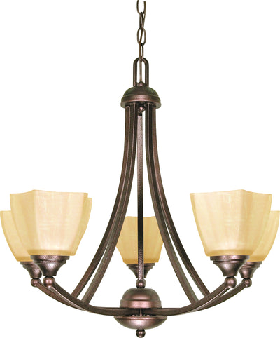 Nuvo Lighting 60/055 NORMANDY 5 light CHANDELIER COPPER BRNZE/CHAMPAGNE GLASS