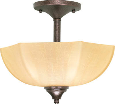 Nuvo Lighting 60/057 NORMANDY 2 light SEMI FLUSH COPPER BRNZE/CHAMPAGNE GLASS