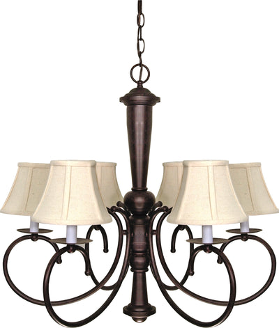 Nuvo Lighting 60/101 MERICANA 6 light CHANDELIER OLD BRNZ/LINEN SHADE