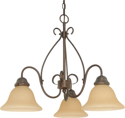 Nuvo Lighting 60/1021 Castillo 3 Light 26 Inch Chandelier with Champagne Linen Washed Glass