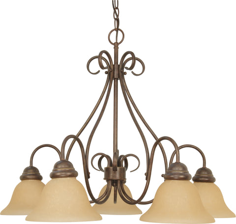 Nuvo Lighting 60/1024 Castillo 5 Light 28 Inch Chandelier with Champagne Linen Washed Glass