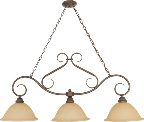 Nuvo Lighting 60/1025 Castillo 3 Light 44 Inch Trestle with Champagne Linen Washed Glass