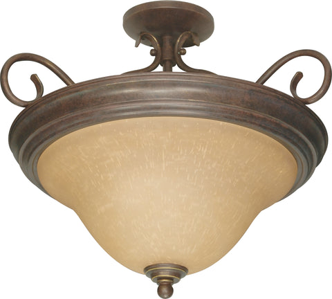 Nuvo Lighting 60/1027 Castillo 3 Light 19 Inch Semi Flush with Champagne Linen Washed Glass