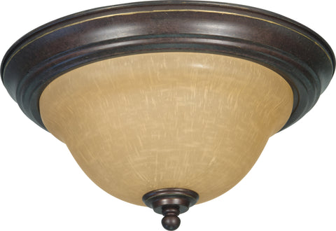 Nuvo Lighting 60/1038 Castillo 2 Light 13 1/4 Inch Flush Mount with Champagne Linen Washed Glass
