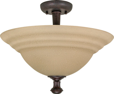 Nuvo Lighting 60/103 MERICANA 2 light SEMI FLUSH OLD BRNZ/AMBER WATER GLASS