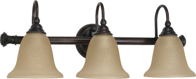 Nuvo Lighting 60/109 MERICANA 3 light VANITY FIXTURE OLD BRNZ/AMBER WATER GLASS