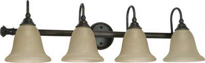 Nuvo Lighting 60/110 MERICANA 4 light VANITY FIXTURE OLD BRNZ/AMBER WATER GLASS