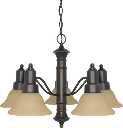 Nuvo Lighting 60/1253 GOTHAM 5 light CHANDELIER MAHOGANY BRNZE/ CHAMPAGNE GLSS