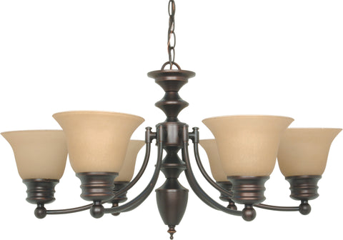 Nuvo Lighting 60/1274 Empire 6 Light 26 Inch Chandelier with Champagne Linen Washed Glass
