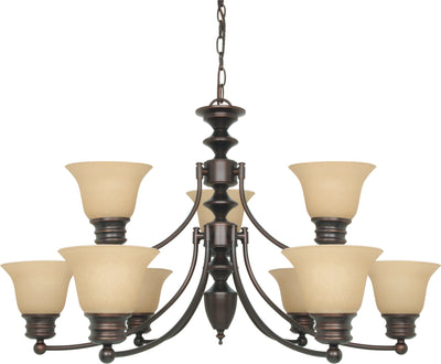 Nuvo Lighting 60/1275 EMPIRE 9 light CHANDELIER MAHOGANY BRNZE/ CHAMPAGNE GLSS