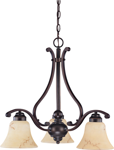 Nuvo Lighting 60/1401 ANASTASIA 3 light CHANDELIER  COPPER ESPRESO/HONEY MARBLE GL