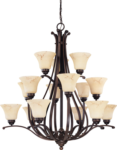 Nuvo Lighting 60/1404 ANASTASIA 15 light CHANDELIER COPPER ESPRESO/HONEY MARBLE GL
