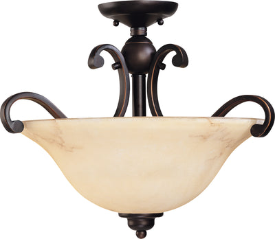 Nuvo Lighting 60/1408 ANASTASIA 3 light SEMI FLUSH  COPPER ESPRESO/HONEY MARBLE GL