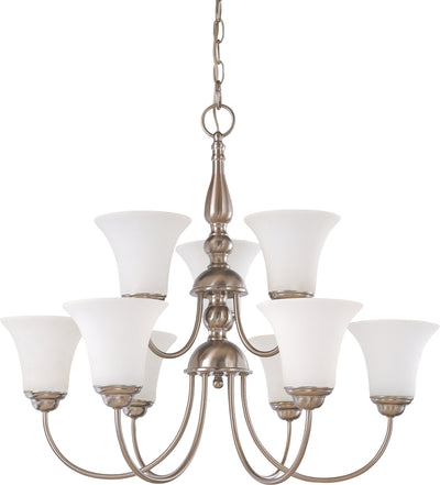 Nuvo Lighting 60/1823 Dupont 9 Light 2 Tier 27 Inch Chandelier with Satin White Glass